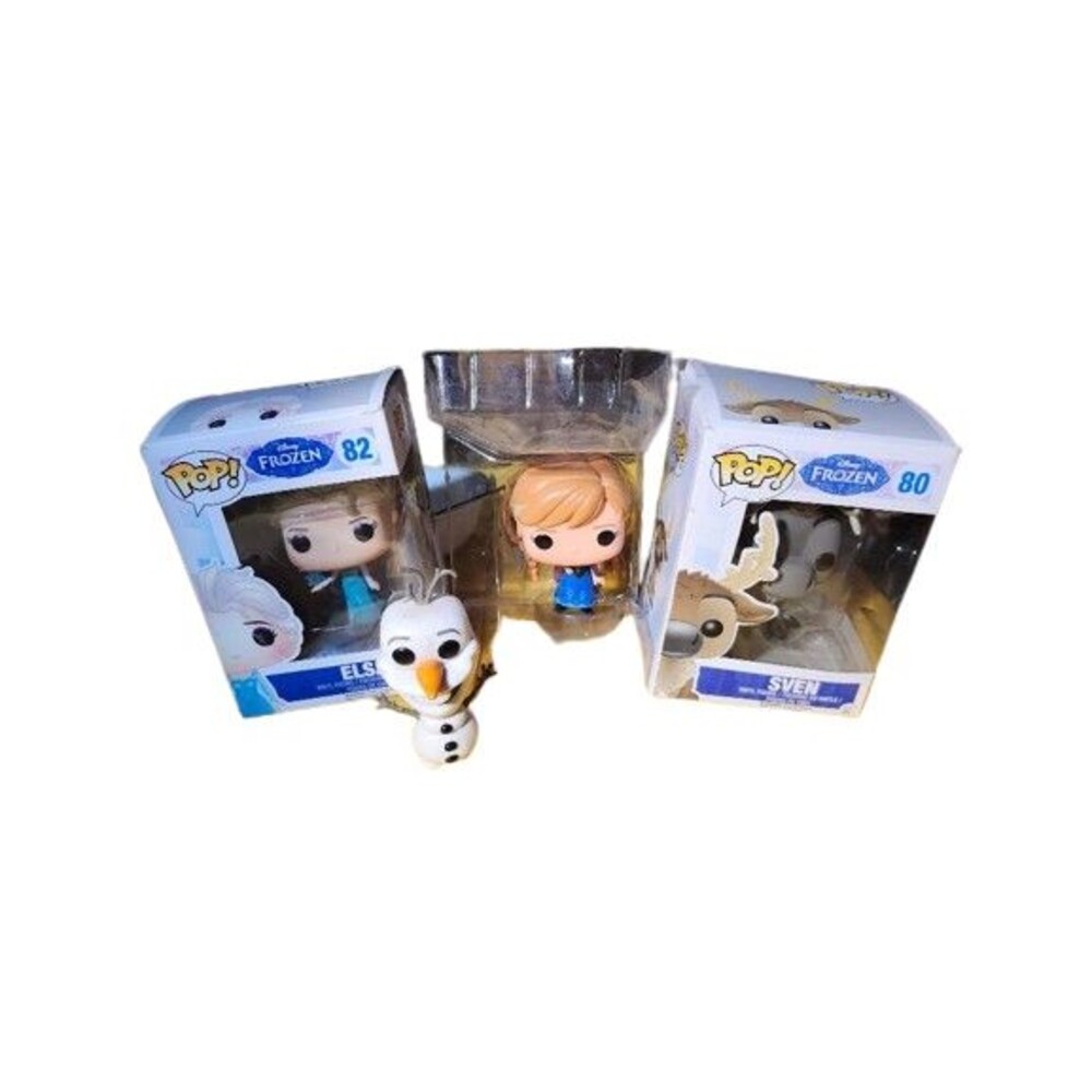 T7 Disney Funko Pop Frozen Lot #80 Sven, #81 Anna, #82 Elsa And # 79 Olaf